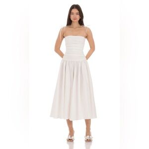 Ruched Drop Waist Midi Dress